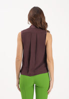 ELISABETTA FRANCHI Top elegante cacao da donna  in georgette di viscosa CA13461E2 644 ELISABETTA FRANCHI 