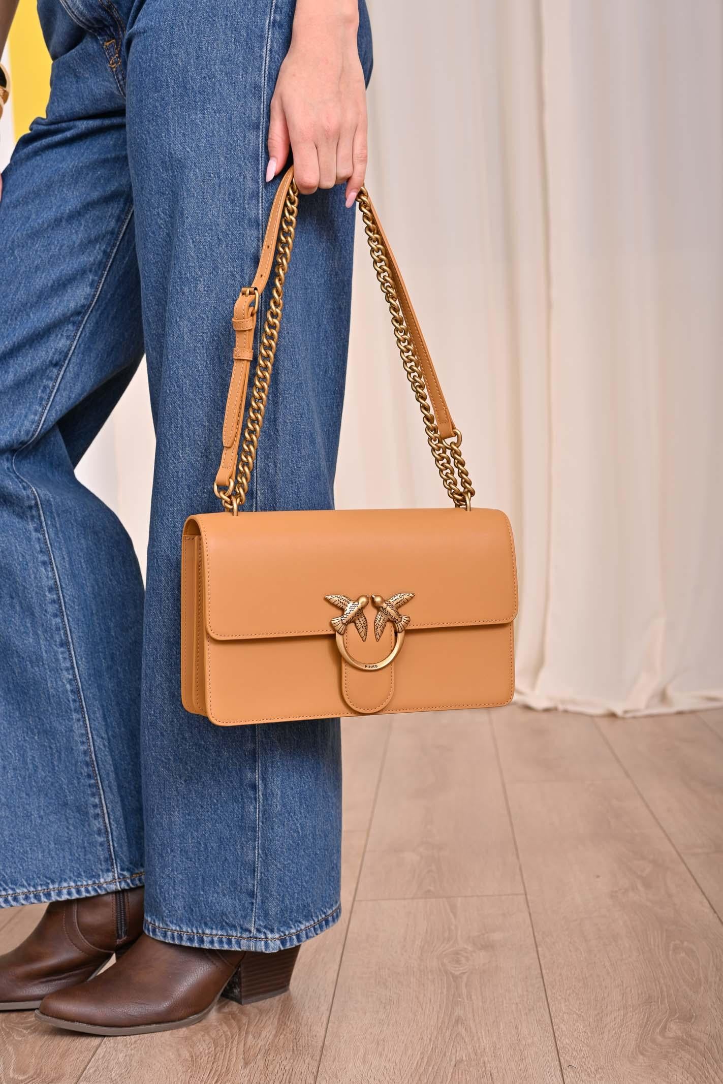 PINKO Borsa a tracolla Classic Love Bag One in morbida pelle mano seta cuoio da donna 100941A0F1 C83Q PINKO 