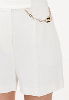 ELISABETTA FRANCHI Shorts avorio da donna con logo gioiello SH00561E2 360 ELISABETTA FRANCHI 