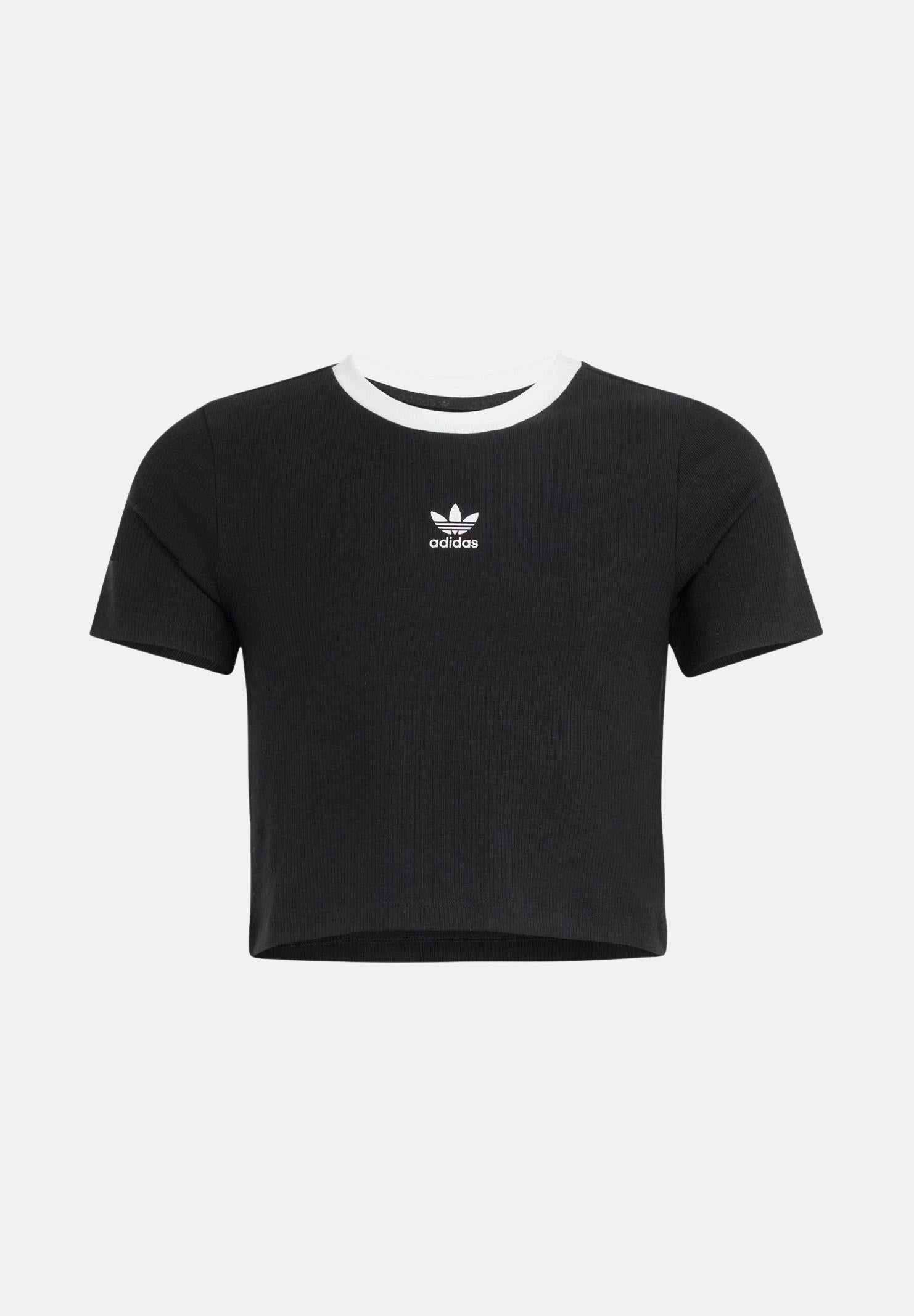ADIDAS ORIGINALS T-shirt a manica corta Tight Mini Rib nera da bambina KE2496 . ADIDAS ORIGINALS 