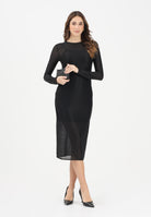 CALVIN KLEIN JEANS Abito midi nero da donna con fettuccia con emblem logo all-over LV047E229GUB1 . CALVIN KLEIN JEANS 