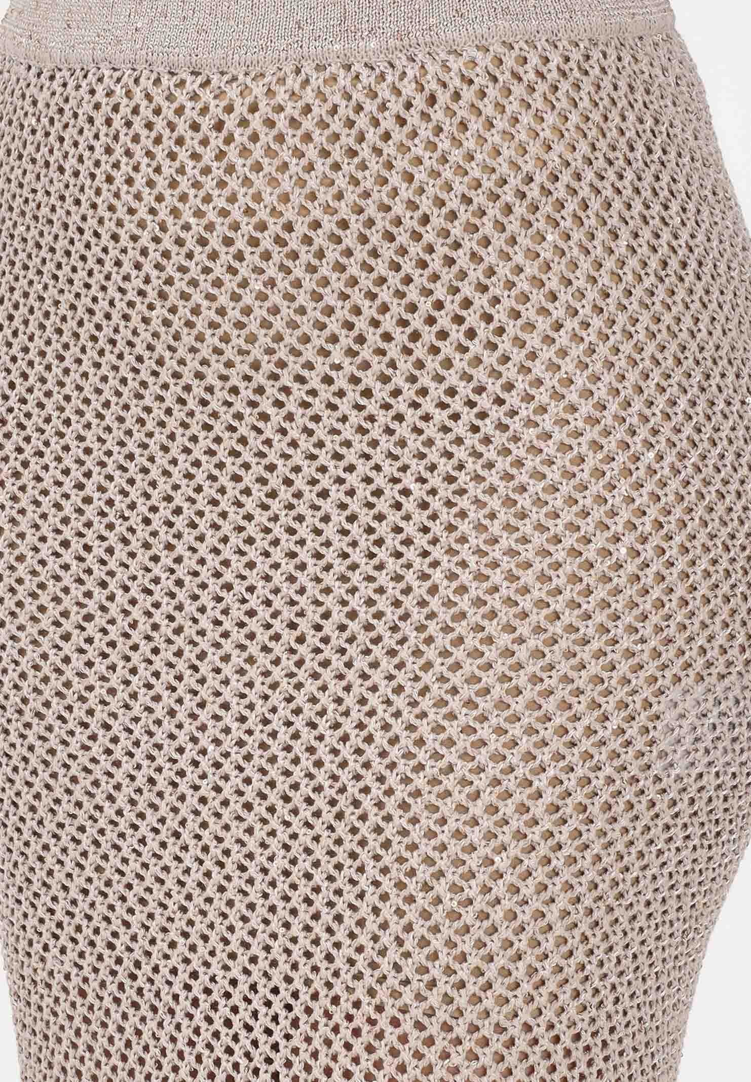AKEP Gonna lunga beige da donna con spacco e dettagli trasparenza GOKD13038 V3 AKEP 