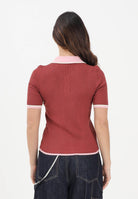 ONLY Polo in maglia a maniche corte mattone da donna con colletto a contrasto 15363165 Re ONLY 