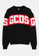 GCDS maglione nero per bambino e bambina caratterizzato da logo ricamato. B2KU1526BA7 99 GCDS 