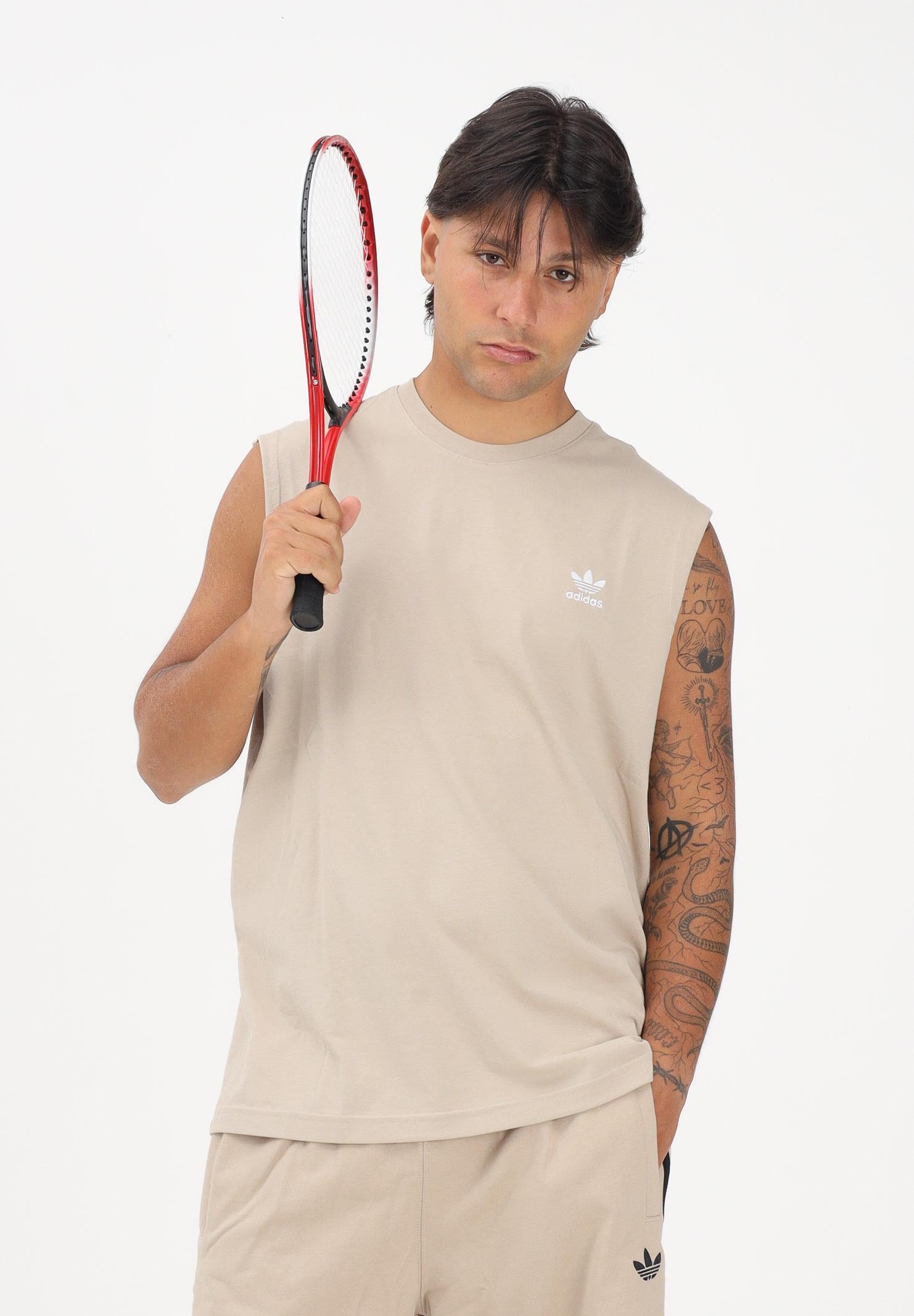 ADIDAS ORIGINALS Canotta TREFOIL ESSENTIALS beige da uomo KE3397 . ADIDAS ORIGINALS 