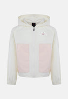 JORDAN Felpa con zip in tessuto utility bianca da bambina con logo 45D693 W3Z JORDAN 