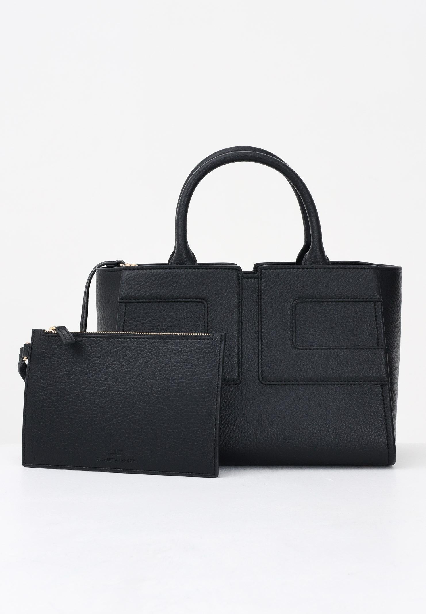 ELISABETTA FRANCHI Borsa a mano nera da donna con logo BS35A56E2 110 ELISABETTA FRANCHI 