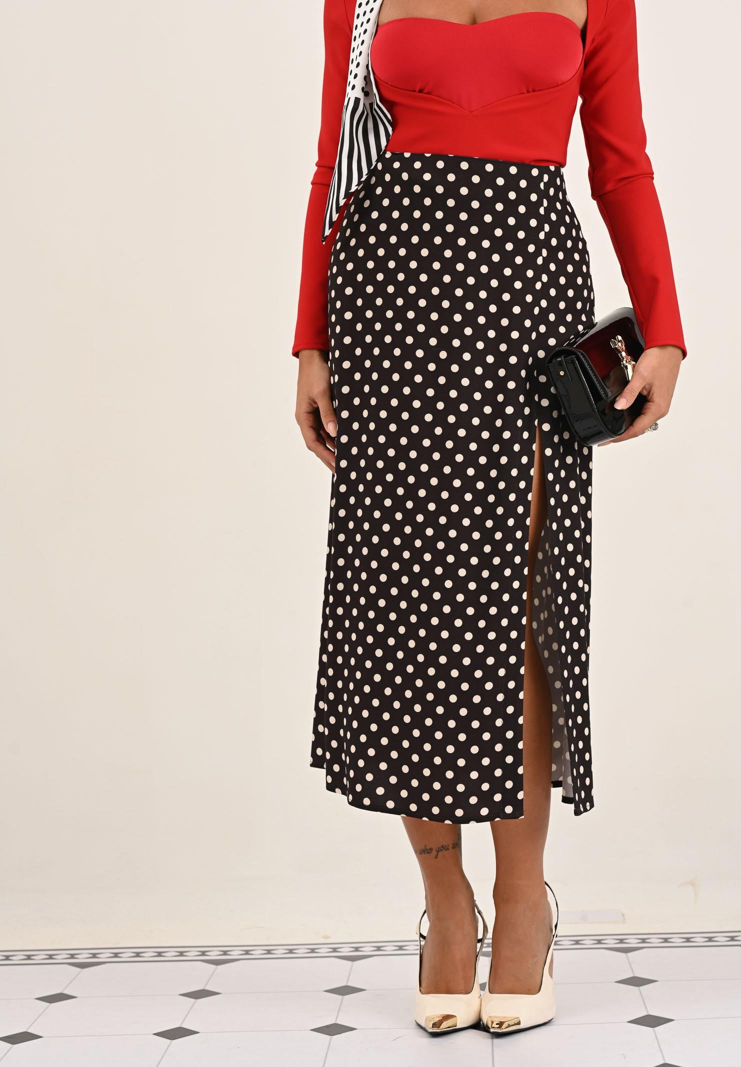 MAR DE MARGARITAS Gonna midi Roxana moro da donna con fantasia a pois MMABW01316 MA57 Mar de margaritas 