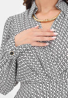 ELISABETTA FRANCHI Abito midi panna da donna con stampa geometrica ABS0356E2 EF1 ELISABETTA FRANCHI 