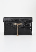ELISABETTA FRANCHI Pochette nera da donna con logo e nappina BS56A57E2 110 ELISABETTA FRANCHI 