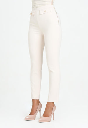 ELISABETTA FRANCHI Pantalone elegante color latte da donna in doppio crêpe PA12056E2 DZ9 ELISABETTA FRANCHI 