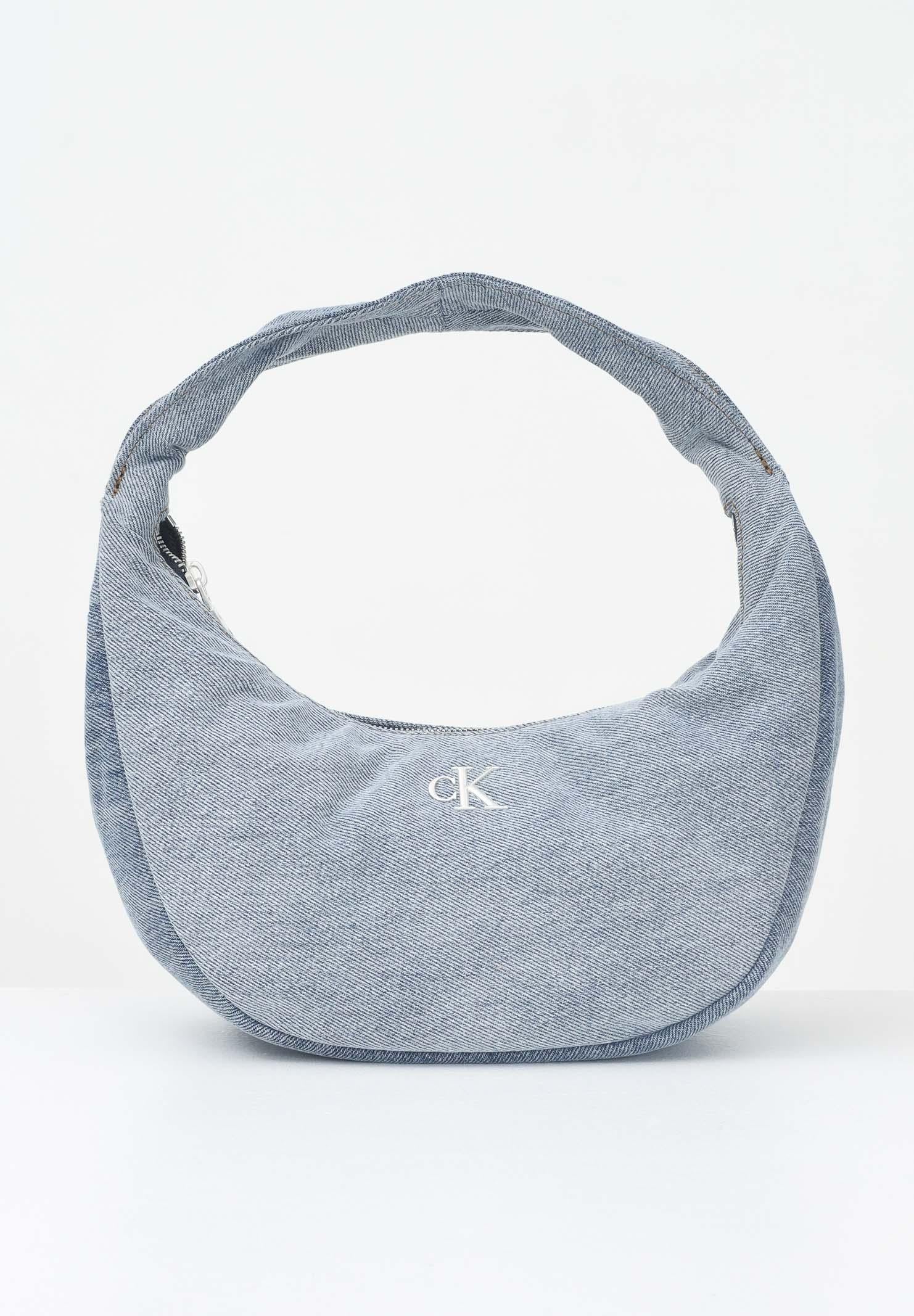 CALVIN KLEIN Borsa a spalla in denim chiaro da donna con logo LV04F3207G VGO CALVIN KLEIN 