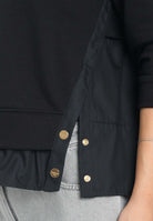 ELISABETTA FRANCHI Felpa girocollo nera da donna con dettagli in popeline MD00656E2 110 ELISABETTA FRANCHI 