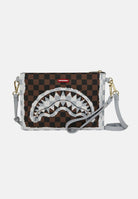 SPRAYGROUND Pochette CREAM AND BROWN TEAR CHECK CROSSOVER CLUTCH marrone e grigia per uomo e donna 910B8295NSZ . SPRAYGROUND 