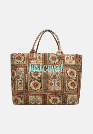 JUST CAVALLI Borsa mare beige da donna con stampa ornamentale 80RA4BS1ZG426 R85 JUST CAVALLI 