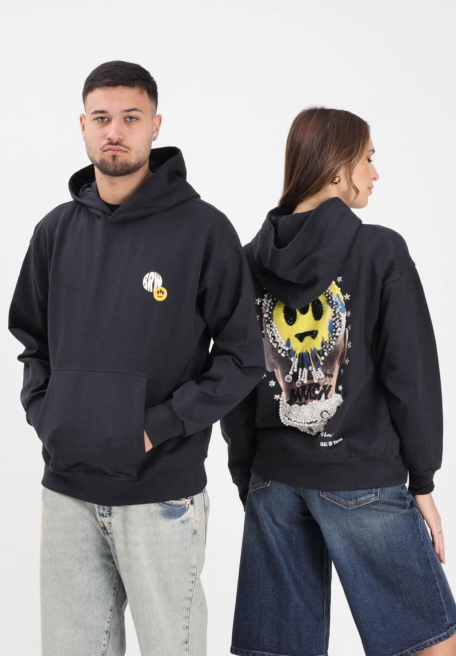 BARROW Felpa con cappuccio grigia per uomo e donna caratterizzata da maxi stampa sul retro F5BWUAHS125 251 BARROW 