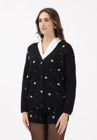VICOLO Cardigan nero da donna con dettagli gioiello 55153F NE VICOLO 