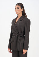 VICOLO Giacca over marrone da donna con fondo a taglio vivo TF0132 FFMO VICOLO 