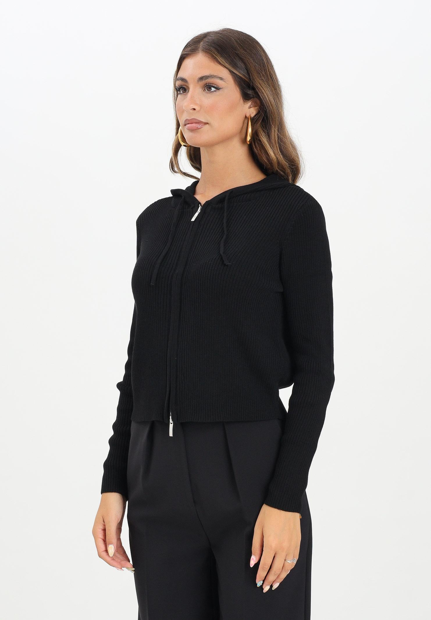 JDY Cardigan nero da donna con lavorazione a costine 15354081 Black JDY 