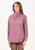 SIMONA CORSELLINI Camicia a manica lunga bordeaux da donna con motivo a righe A25CPCA01201-C00172 V0741 SIMONA CORSELLINI 