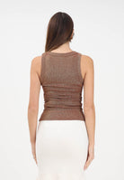 VICOLO Canotta bronzo da donna realizzata in un tessuto lavorato con filato lamé UF0060 BR VICOLO 