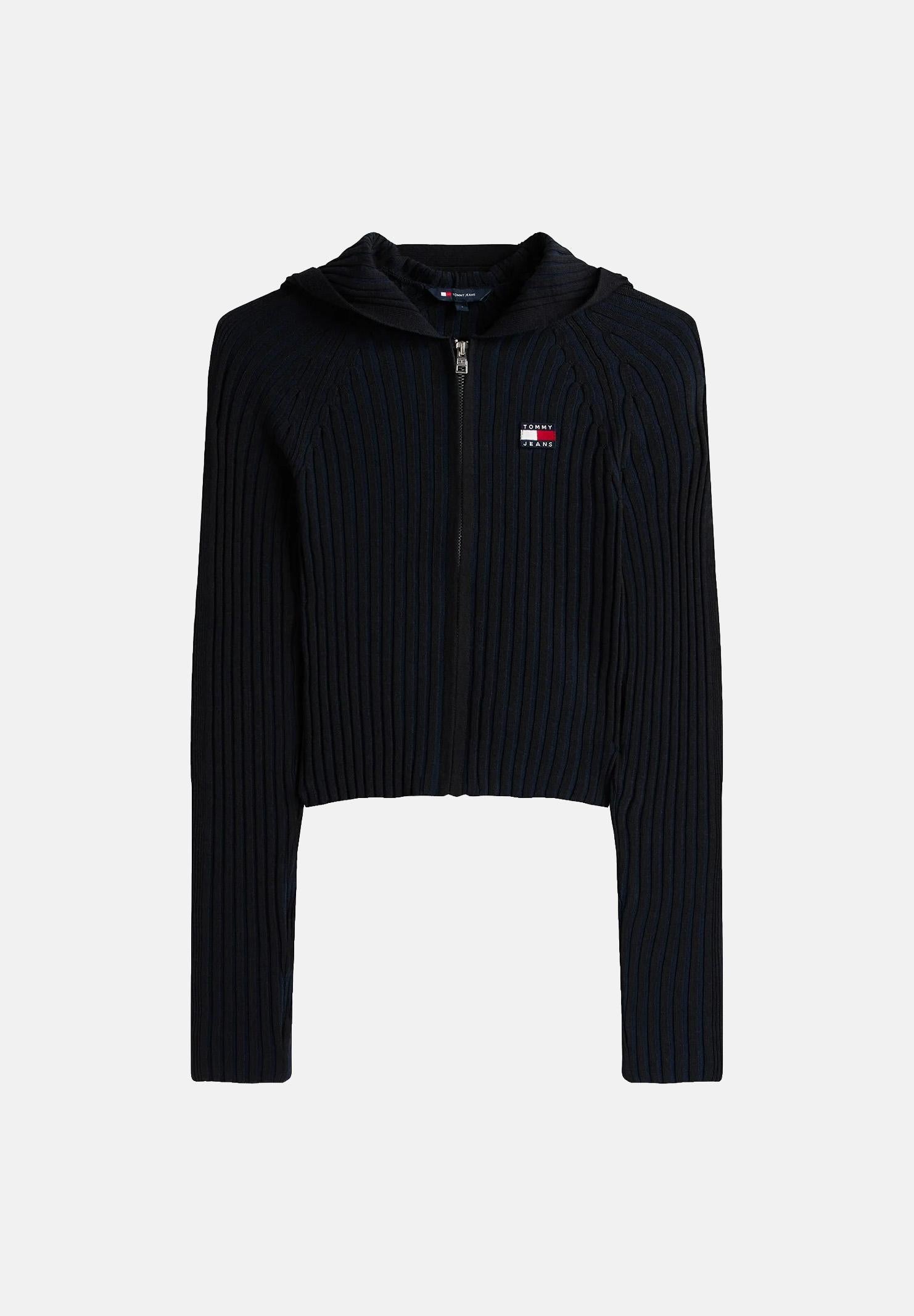 TOMMY JEANS cardigan Ribbed Zip-Thru Slim Cardigan nero da donna. DW0DW20974 BDS TOMMY JEANS 