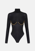 ELISABETTA FRANCHI Body nero da donna con dettaglio gioiello<BR/> BO01557E2 110 ELISABETTA FRANCHI 