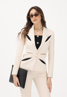 ELISABETTA FRANCHI Giacca monopetto burro e nera da donna con cut-out bicolore GI19861E2 E84 ELISABETTA FRANCHI 