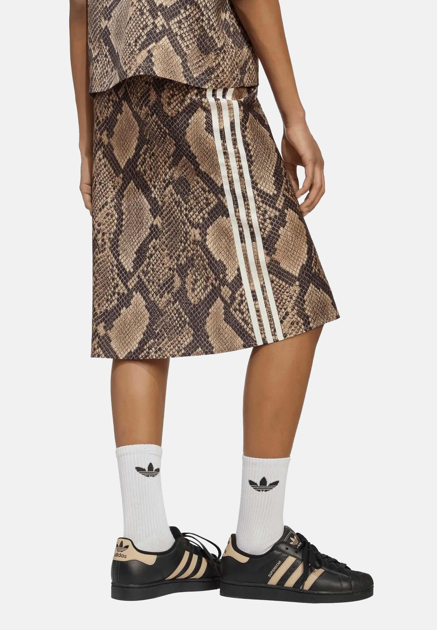 ADIDAS ORIGINALS Gonna midi SNAKE PRINT SATIN beige da donna KX1894 . ADIDAS ORIGINALS 