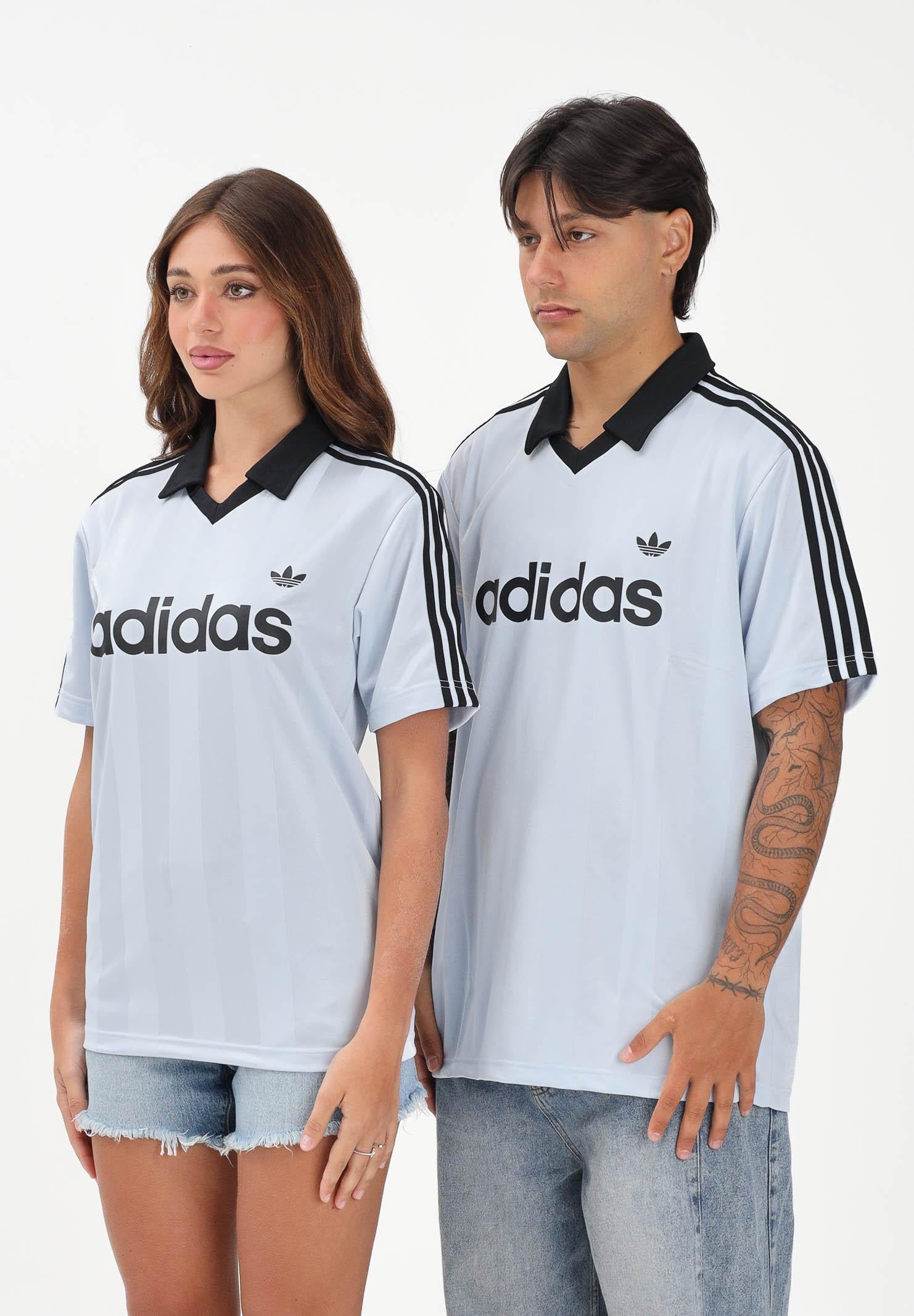 ADIDAS ORIGINALS Polo a manica corta ARCHIVE COLLAR ENGINEERED celeste per uomo e donna KE2453 . ADIDAS ORIGINALS 
