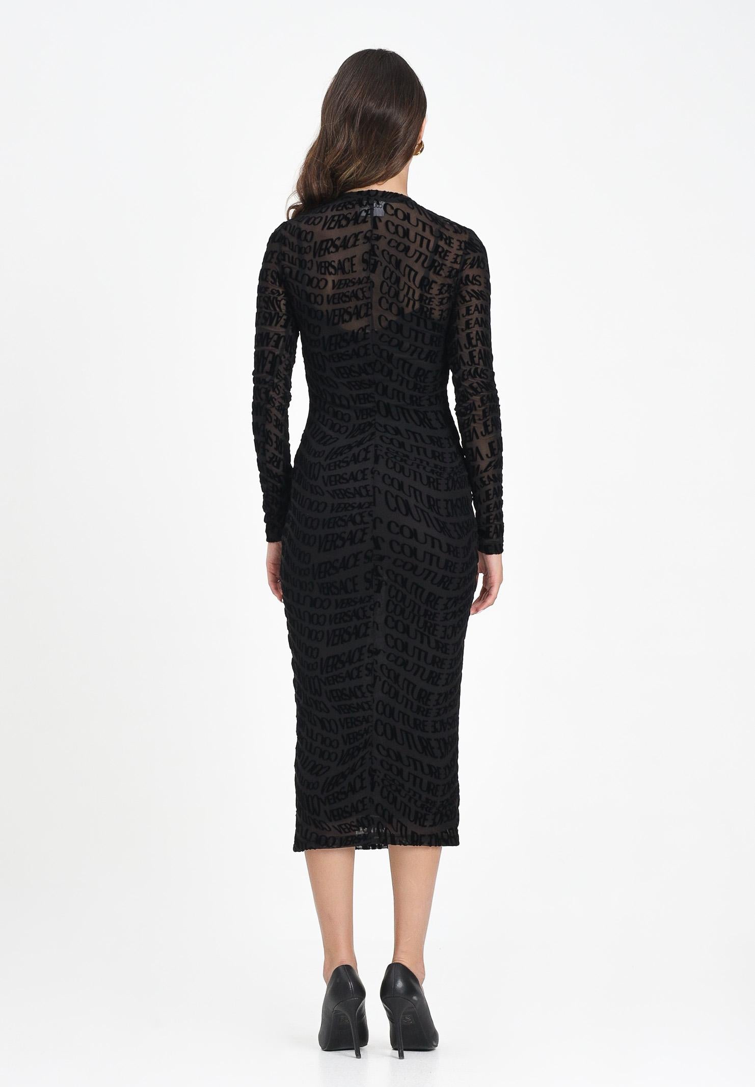 VERSACE JEANS COUTURE Abito midi nero da donna con motivo Liquify Logomania 79HAO920JS490 899 VERSACE JEANS COUTURE 