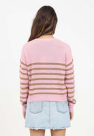 Maglioncino girocollo rosa per donna e bambina con logo e motivo a righe M01205M00SZ 0M345 MARNI 