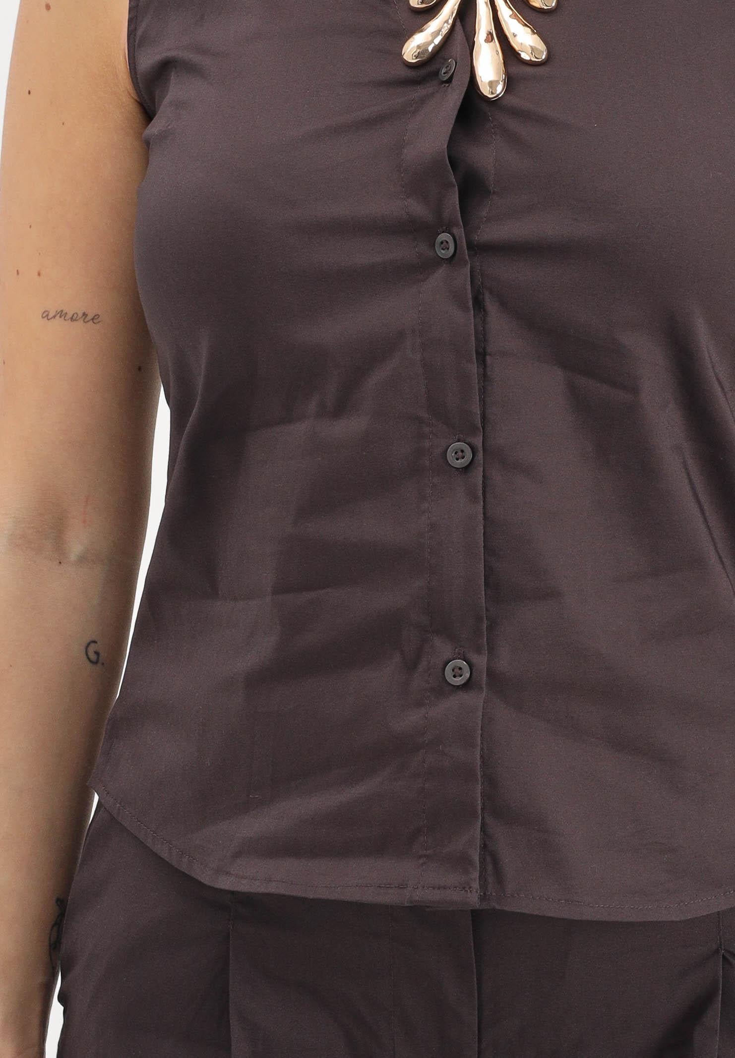 JDY Camicia smanicata marrone da donna 15367067 CHTO JDY 