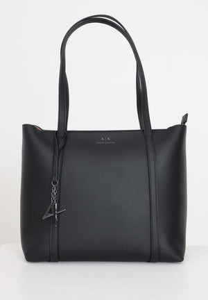 ARMANI EXCHANGE Shopper nera da donna con logo e ciondolo AX 942930CC726 28621 ARMANI EXCHANGE 