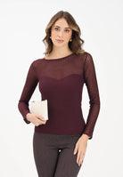 PATRIZIA PEPE Maglia girocollo bordeaux da donna a costine 8K0305K143 M536 PATRIZIA PEPE 