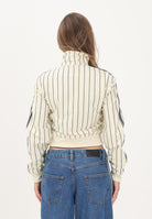 ADIDAS ORIGINALS felpa con zip Reversible Firebird Track Top Warm Vanilla / Night Indigo beige e blu donna. KR7031 . ADIDAS ORIGINALS 