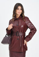 MAX MARA Giacca in morbida nappa bordeaux da donna con cintura 2526446021600 001 MAX MARA 