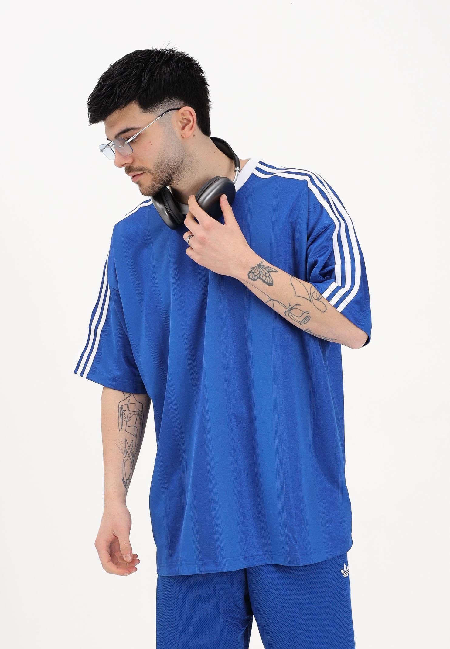 ADIDAS ORIGINALS T-shirt a manica corta Adicolor Jacquard Jersey blu da uomo KD5828 . ADIDAS ORIGINALS 