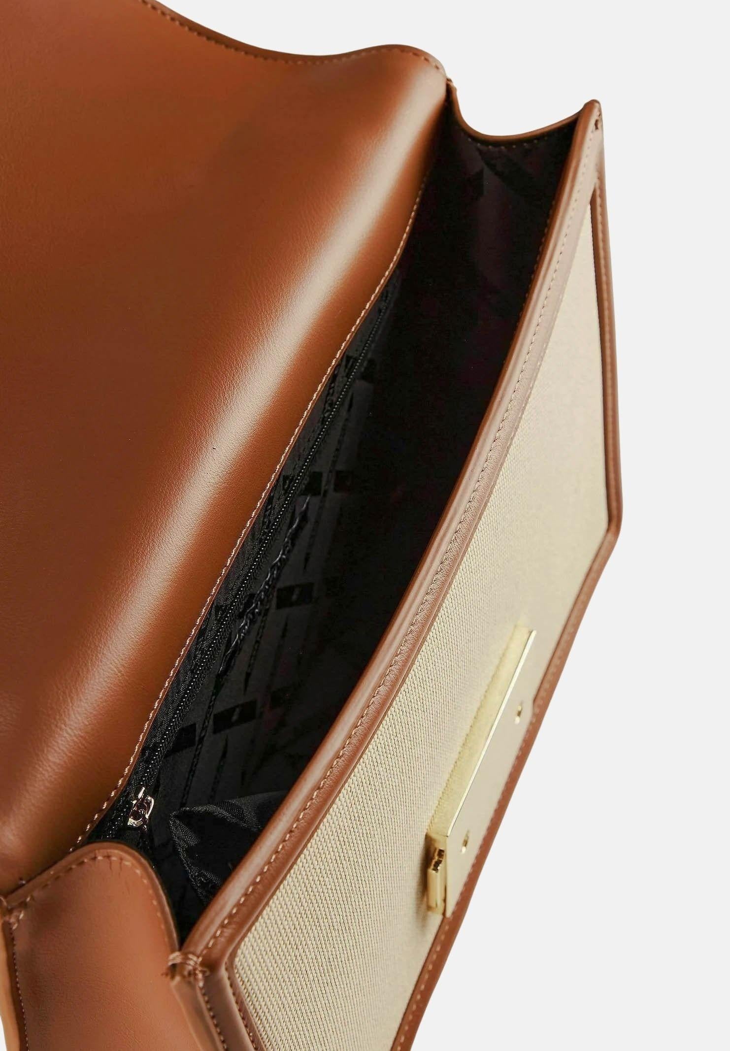 ARMANI EXCHANGE Borsa a tracolla beige e cuoio da donna con fibbia logo XW000070AF22570 M6261 ARMANI EXCHANGE 