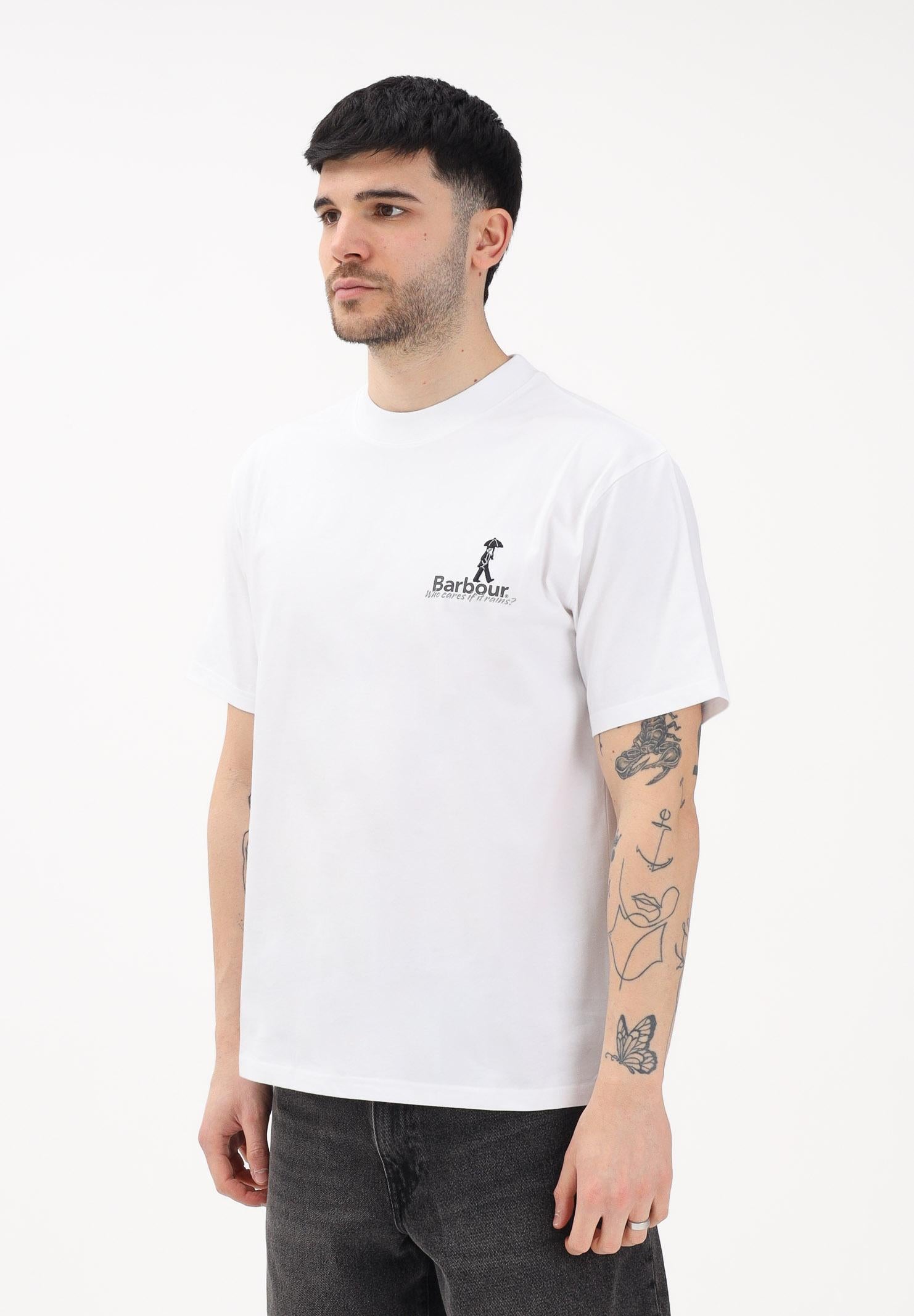 BARBOUR T-shirt a manica corta bianca da uomo con stampa 261-MTS1573 WH11 BARBOUR 
