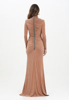 ELISABETTA FRANCHI Abito lungo beige da donna in jersey cupro con dettagli in pitone<BR/> ABR0957E2 EC1 ELISABETTA FRANCHI 