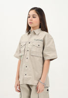 Camicia a manica corta beige per donna, ragazzi e bambini con grafica Passport DQ2775D0ACB DQ717 DSQUARED2 
