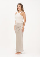 PATRIZIA PEPE Abito lungo panna e beige da donna in satin 8A1656A269 J4U7 PATRIZIA PEPE 