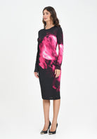 VERSACE JEANS COUTURE Abito midi nero da donna con stampa artistica effetto smoke 79HAO9P0JS526 474 VERSACE JEANS COUTURE 