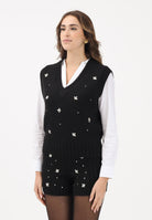 VICOLO Gilet nero da donna con dettagli gioiello 55155F NE VICOLO 