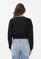 TOMMY JEANS Maglioncino girocollo nero da donna con logo all-over DW0DW22025 BDS TOMMY JEANS 