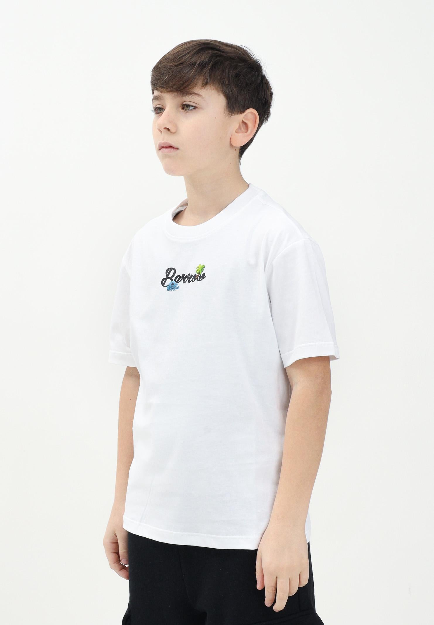 BARROW T-shirt a manica corta bianca per donna, ragazzi e bambini con maxi stampa sul retro S5BKJUTH070 002 BARROW 