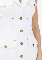 ELISABETTA FRANCHI Abito corto bianco da donna in gabardina di cotone AB92861E2 360 ELISABETTA FRANCHI 