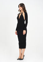 ELISABETTA FRANCHI Abito midi nero da donna con snake gioiello<BR/> AM11S56E2 110 ELISABETTA FRANCHI 