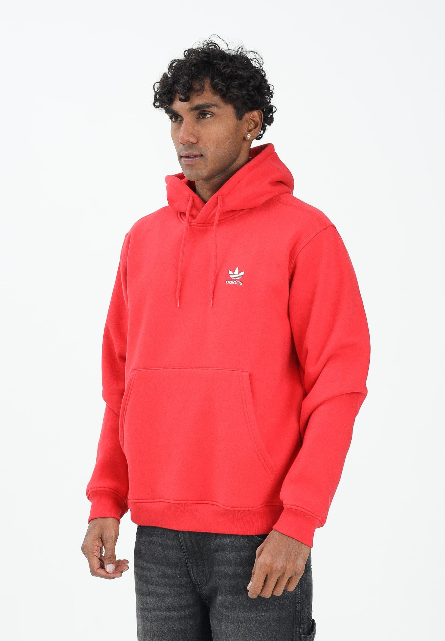 ADIDAS ORIGINALS Felpa con cappuccio Trefoil Essentials rossa da uomo JH1235  ADIDAS ORIGINALS 